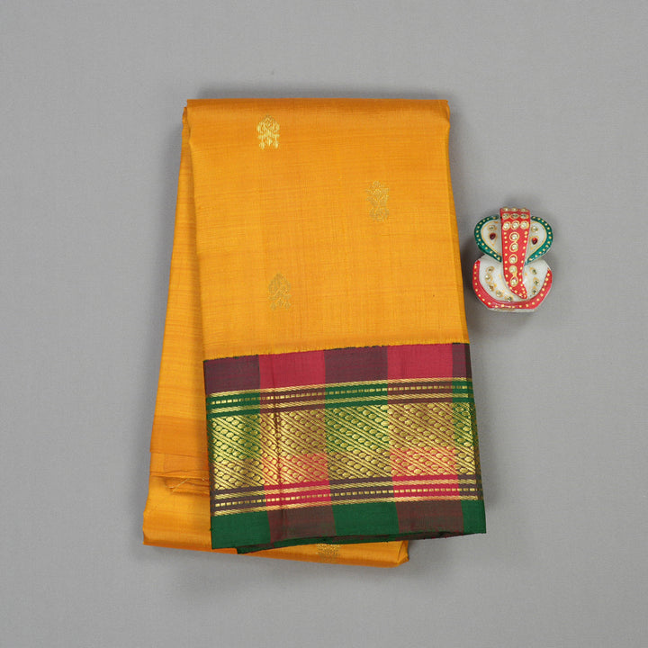 Hayagrivas Handloom Pure Kanjivaram Silk Saree in Dramatic Mustard Yellow KBE336E2-10