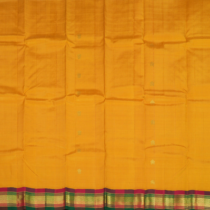 Hayagrivas Handloom Pure Kanjivaram Silk Saree in Dramatic Mustard Yellow KBE336E2-10