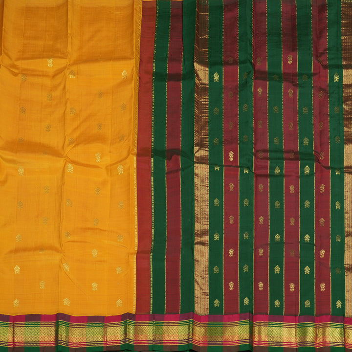 Hayagrivas Handloom Pure Kanjivaram Silk Saree in Dramatic Mustard Yellow KBE336E2-10