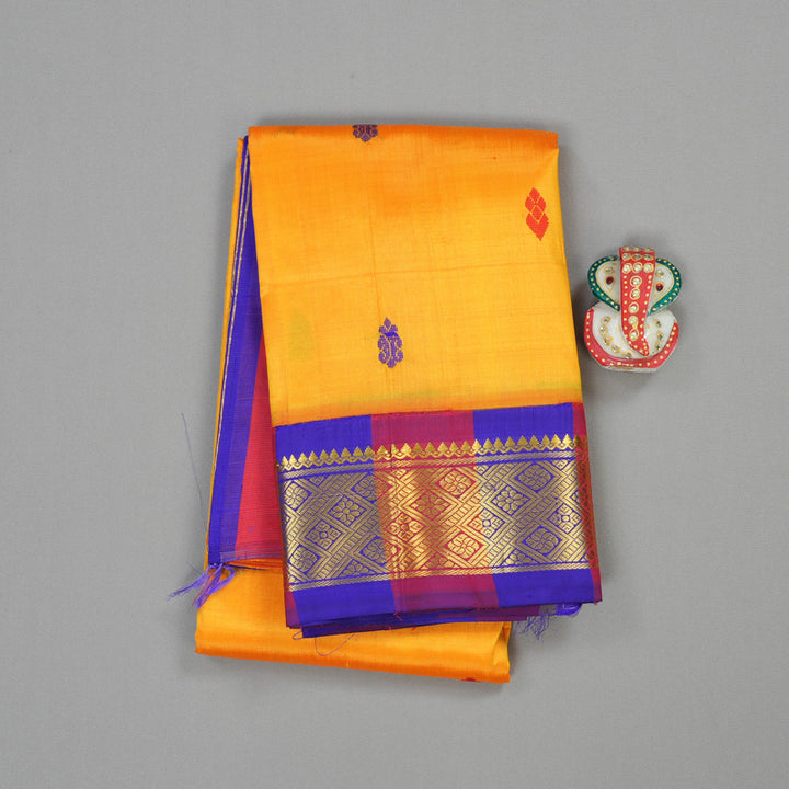 Hayagrivas Handloom Pure Kanjivaram Silk Saree in Glamorous Mango Yellow KBE336E2-11