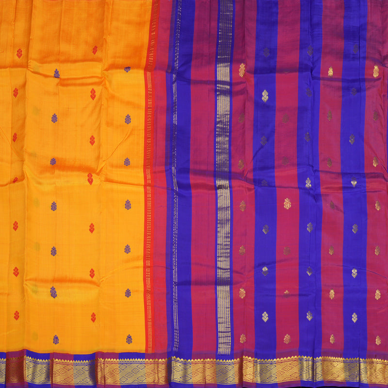 Hayagrivas Handloom Pure Kanjivaram Silk Saree in Glamorous Mango Yellow KBE336E2-11