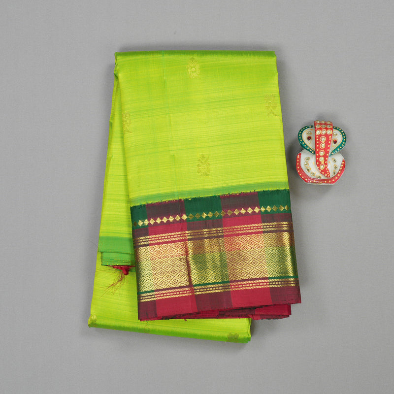 Hayagrivas Handloom Pure Kanjivaram Silk Saree in Peppy Fluorescent Green KBE336E2-3
