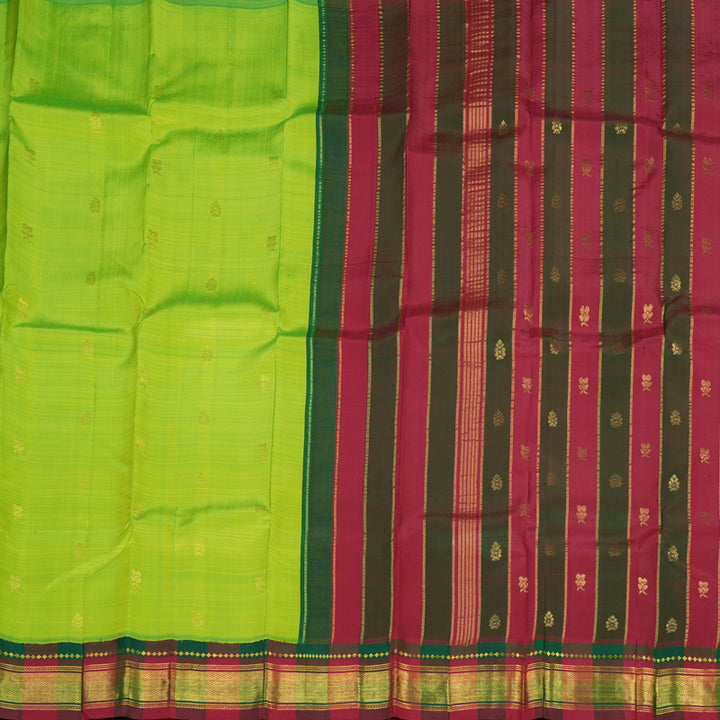 Hayagrivas Handloom Pure Kanjivaram Silk Saree in Peppy Fluorescent Green KBE336E2-3