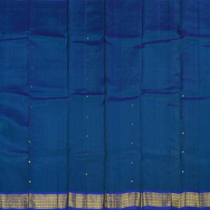 Hayagrivas Handloom Kanjivaram silk saree in stunning peacock blue KBE336E6-21