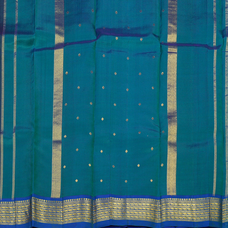 Hayagrivas Handloom Kanjivaram silk saree in stunning peacock blue KBE336E6-21