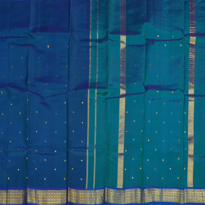 Hayagrivas Handloom Kanjivaram silk saree in stunning peacock blue KBE336E6-21