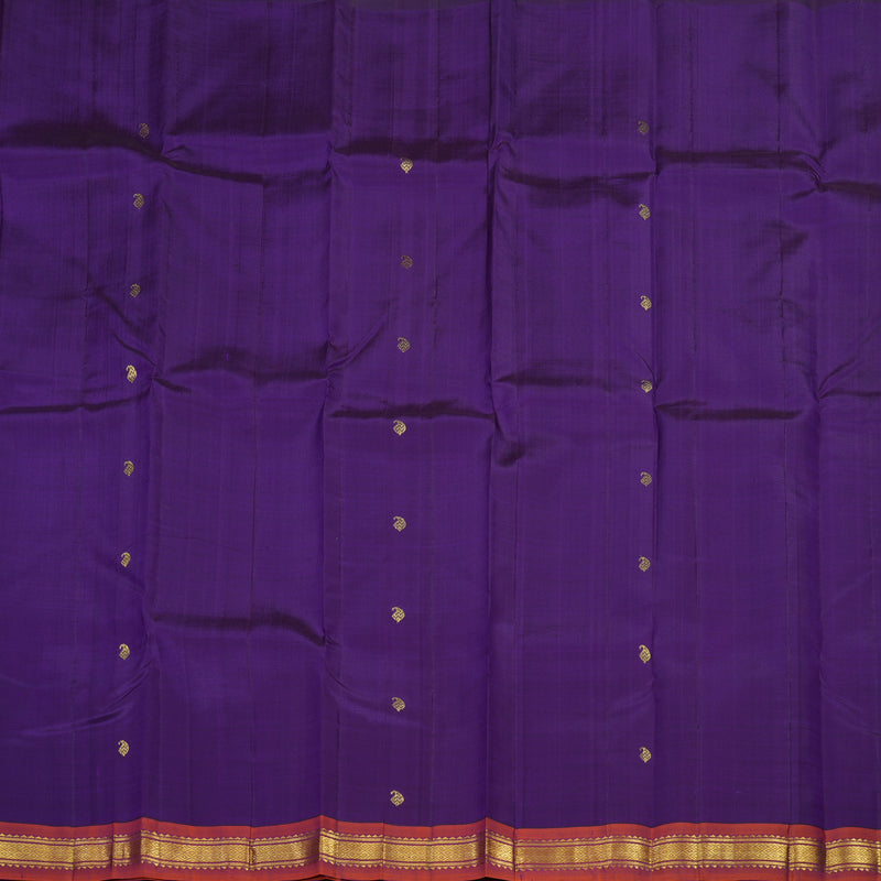 Hayagrivas Handloom Kanjivaram silk saree in majestic Blue with orange KBE336E7-10