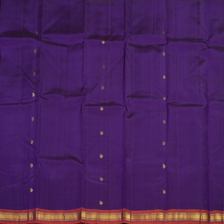 Hayagrivas Handloom Kanjivaram silk saree in majestic Blue with orange KBE336E7-10