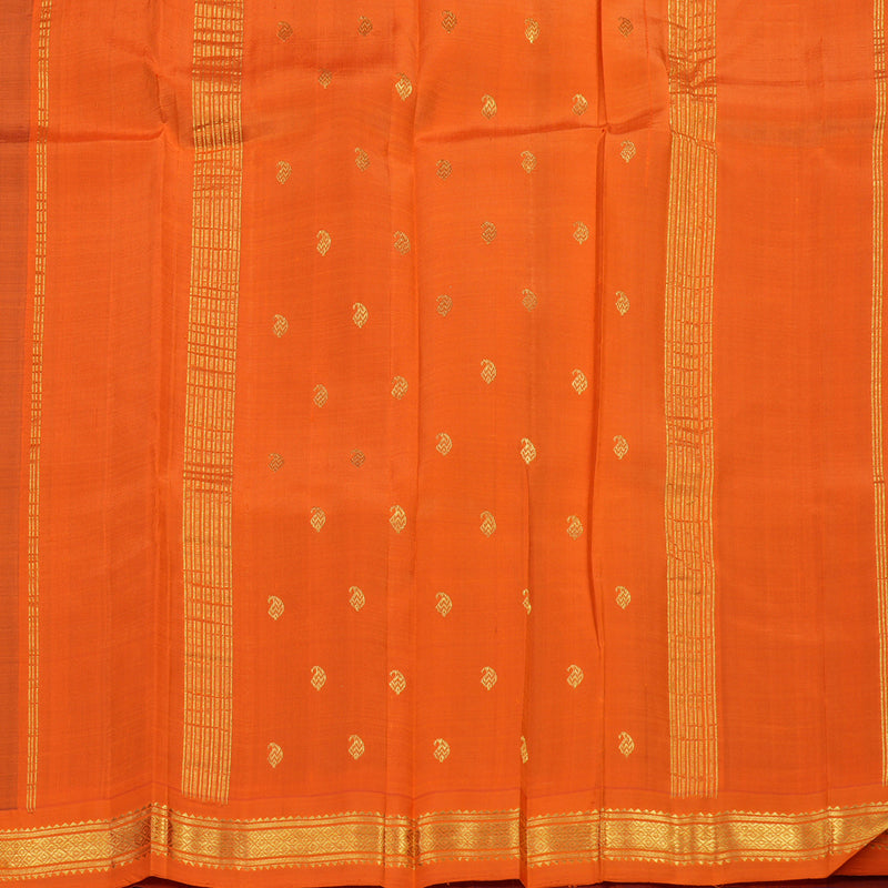 Hayagrivas Handloom Kanjivaram silk saree in majestic Blue with orange KBE336E7-10