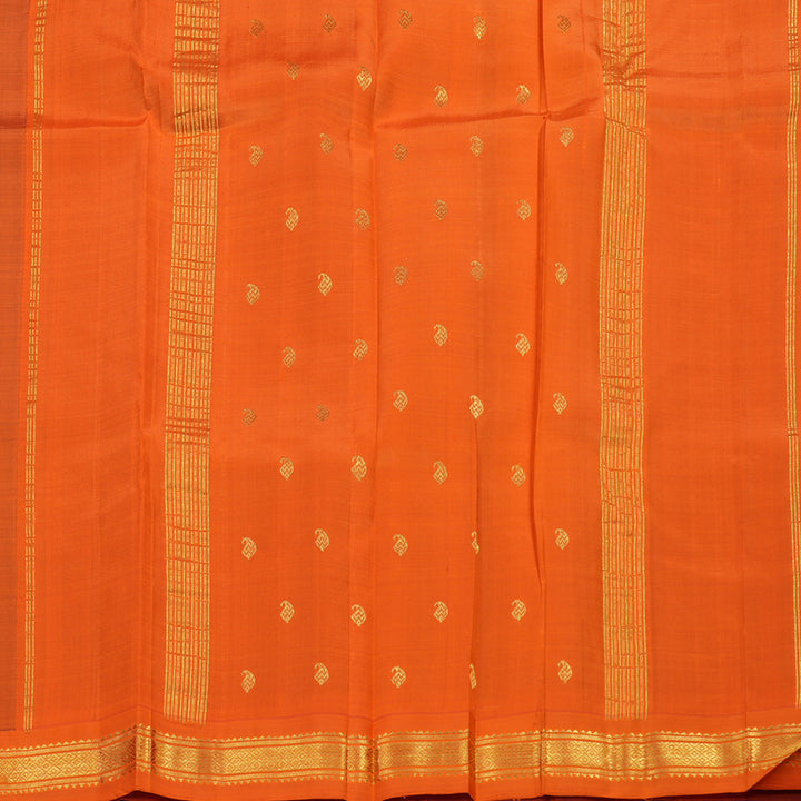 Hayagrivas Handloom Kanjivaram silk saree in majestic Blue with orange KBE336E7-10