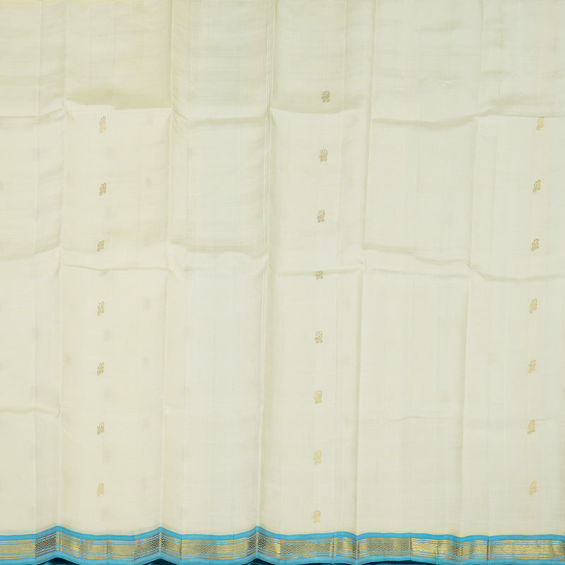 Hayagrivas Half White Pure One Side Border Silk Saree with Blue border KBE336E7-25