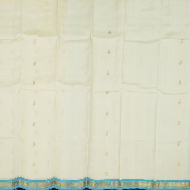 Hayagrivas Half White Pure One Side Border Silk Saree with Blue border KBE336E7-25