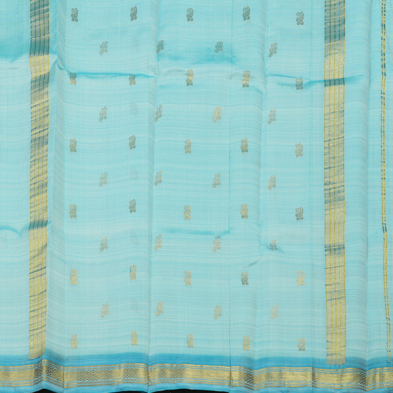 Hayagrivas Half White Pure One Side Border Silk Saree with Blue border KBE336E7-25