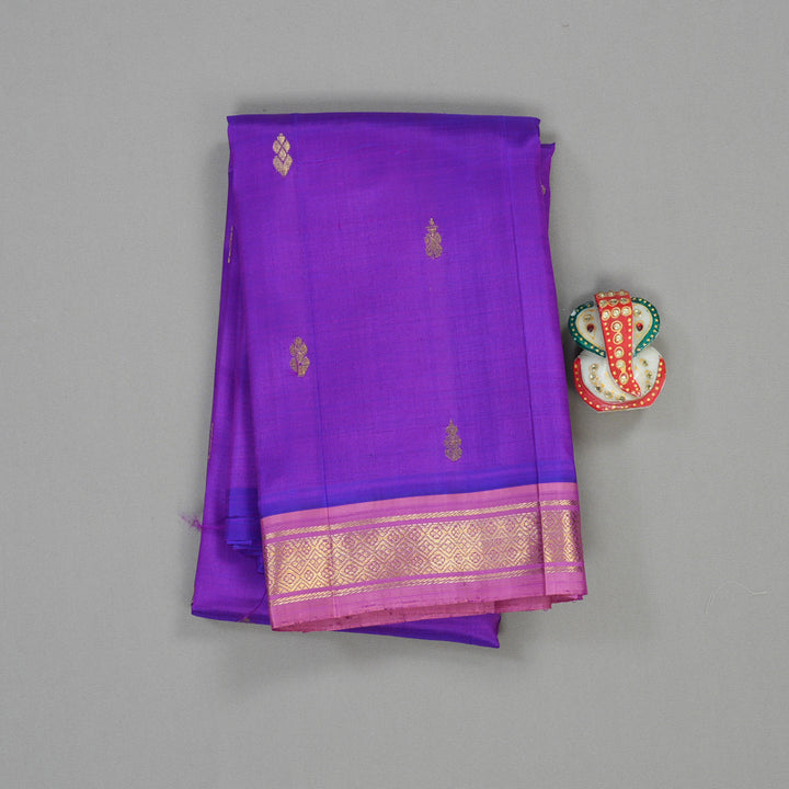 Hayagrivas Handloom Kanjivaram Silk Saree in Purple with Lilac Colour KBE336E7-8