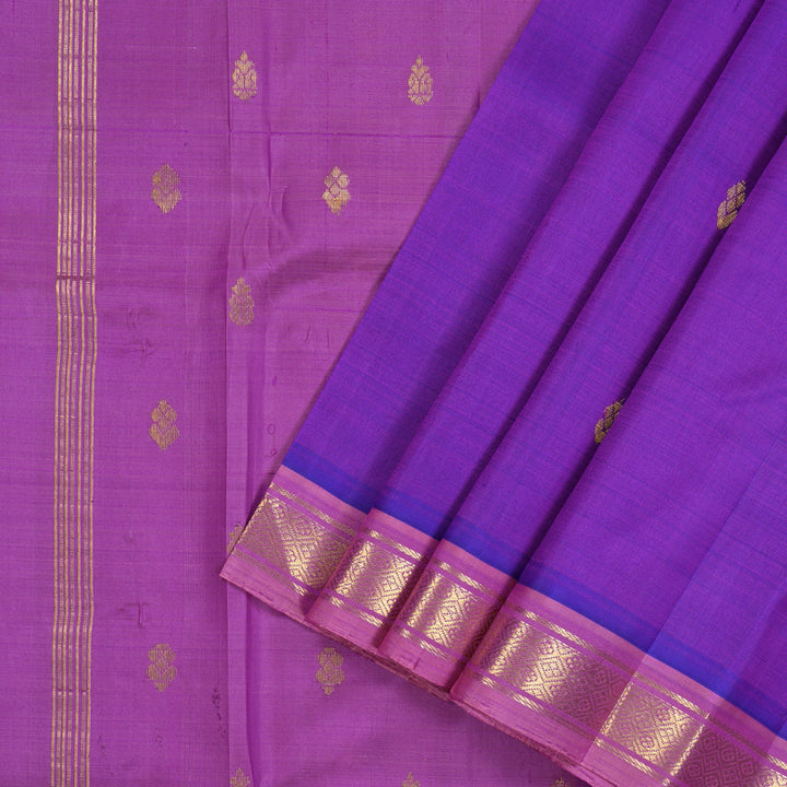 Hayagrivas Handloom Kanjivaram Silk Saree in Purple with Lilac Colour KBE336E7-8