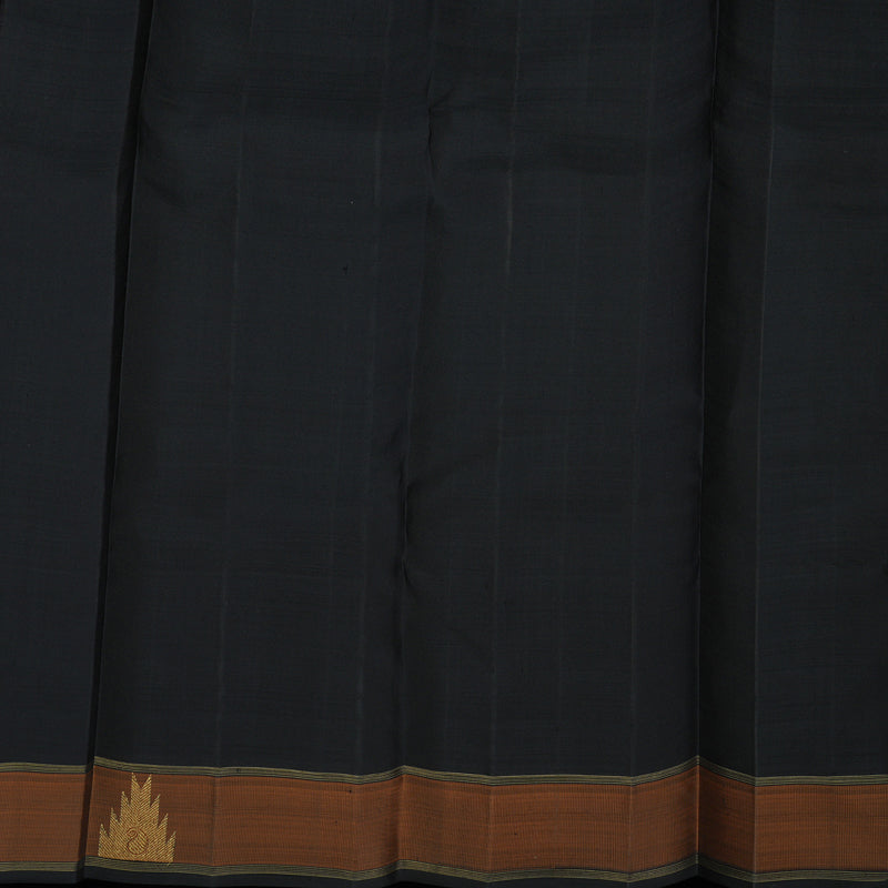 Hayagrivas Handloom Pure Black & Maroon Kanjivaram Silk Saree with Burnt Orange Border KBE345E1-1