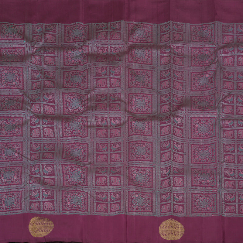 Hayagrivas Handloom Kanjivaram silk saree in Dark purple KBE348E2-1