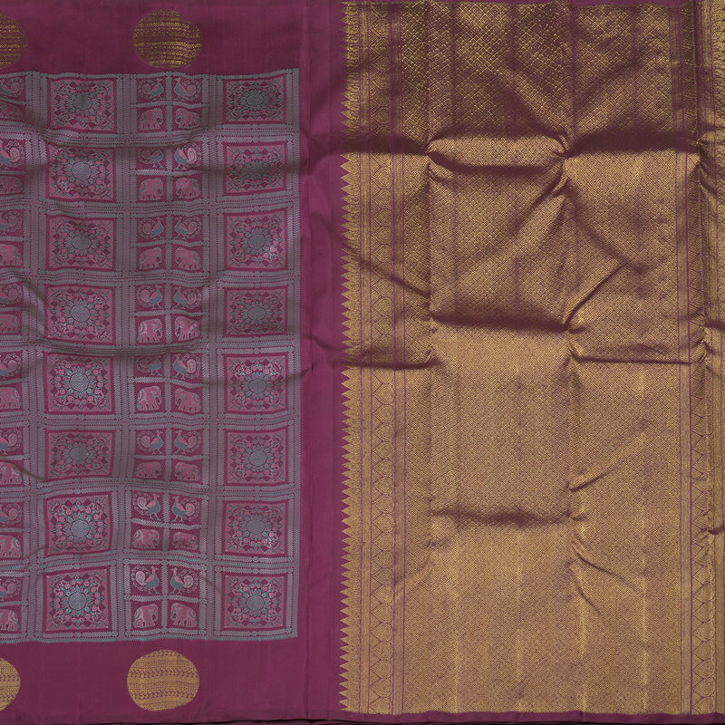 Hayagrivas Handloom Kanjivaram silk saree in Dark purple KBE348E2-1