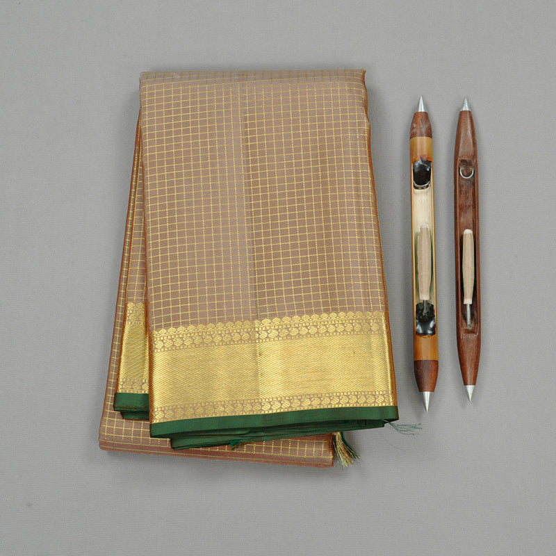 Hayagrivas Sandal Beige Handloom Kanjivaram Silk Saree KBE34D2-1