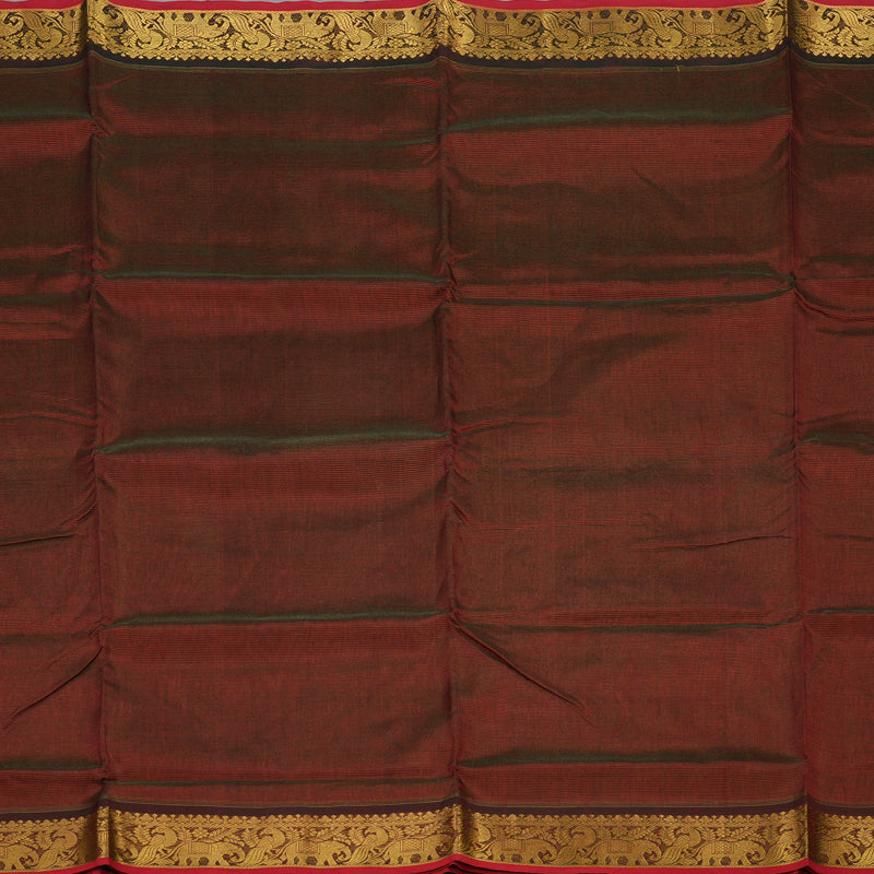 Hayagrivas Handloom Araku Maroon Ten Yards Kanjivaram Silk Cotton Saree KBE351E3-1