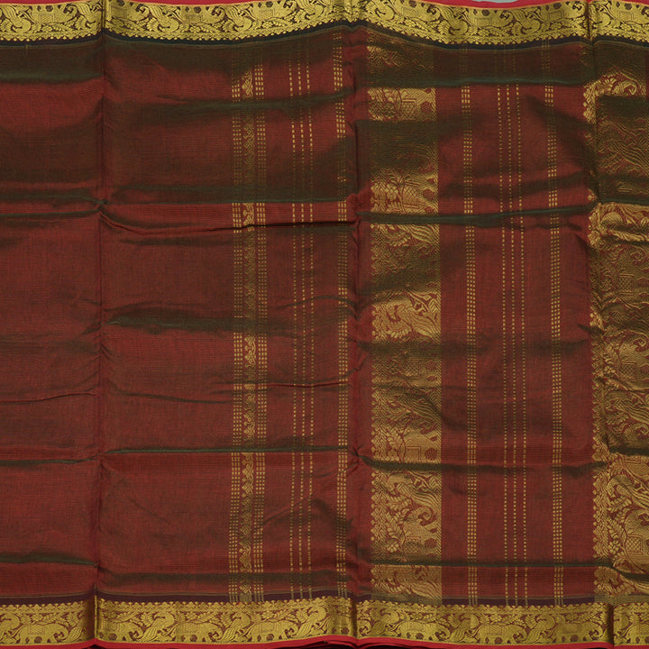 Hayagrivas Handloom Araku Maroon Ten Yards Kanjivaram Silk Cotton Saree KBE351E3-1