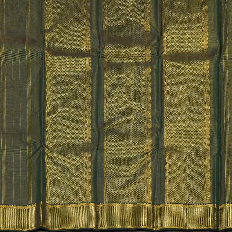 Hayagrivas Handloom Kanjivaram silk saree in regal Bottle green Vairaoosi KBE356E12-1