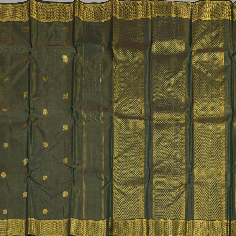 Hayagrivas Handloom Kanjivaram silk saree in regal Bottle green Vairaoosi KBE356E12-1