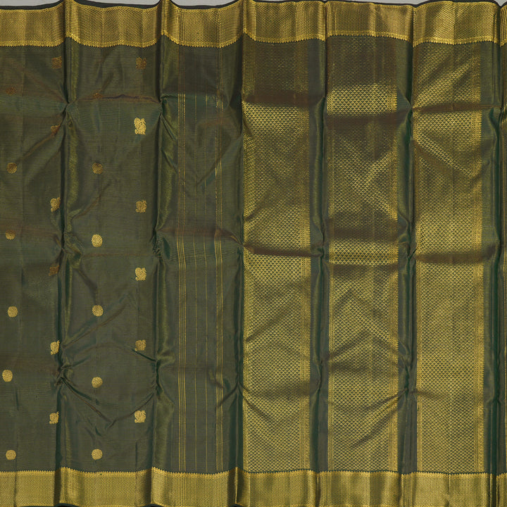 Hayagrivas Handloom Kanjivaram silk saree in regal Bottle green Vairaoosi KBE356E12-1