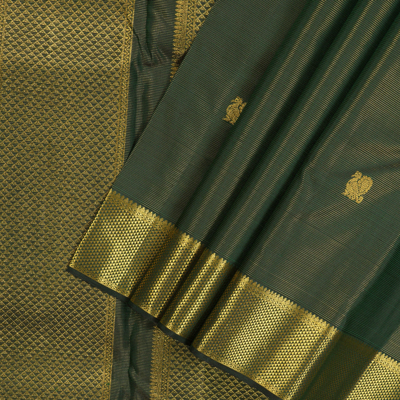 Hayagrivas Handloom Kanjivaram silk saree in regal Bottle green Vairaoosi KBE356E12-1