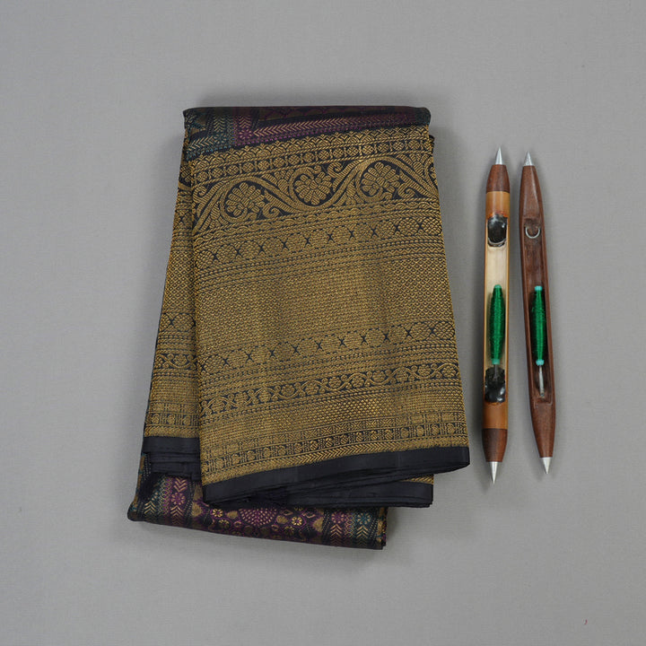 Hayagrivas Handloom Pure Kanjivaram Silk Saree in Artistic Multi Colour Checks KBE356E13-1