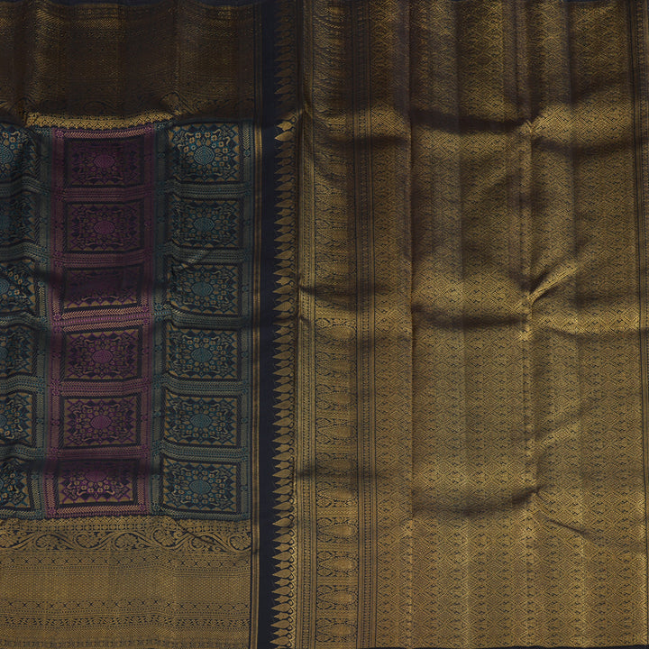 Hayagrivas Handloom Pure Kanjivaram Silk Saree in Artistic Multi Colour Checks KBE356E13-1