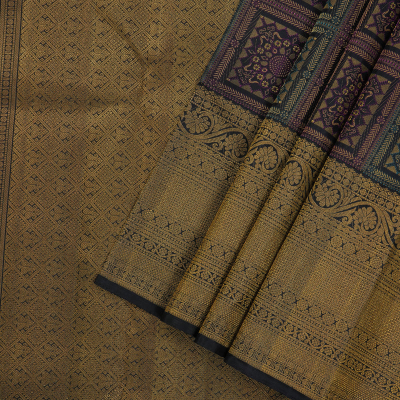 Hayagrivas Handloom Pure Kanjivaram Silk Saree in Artistic Multi Colour Checks KBE356E13-1