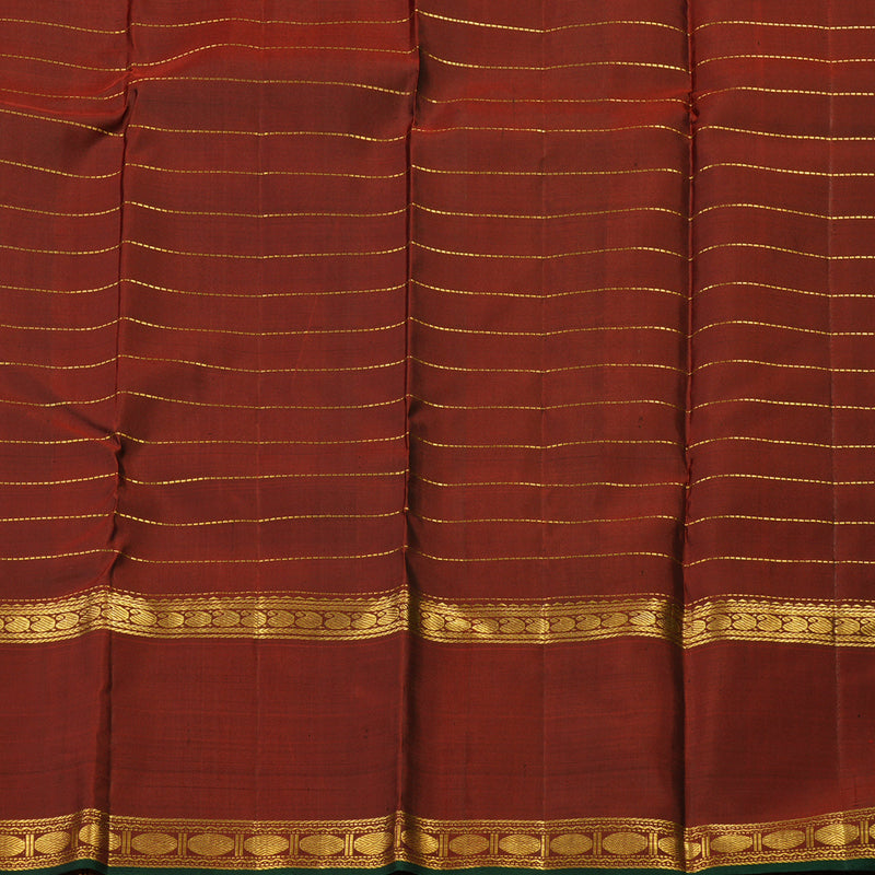 Hayagrivas Handloom Kanjivaram  silk saree in Bottle green with wine maroon Rettapet  KBE356E9-1
