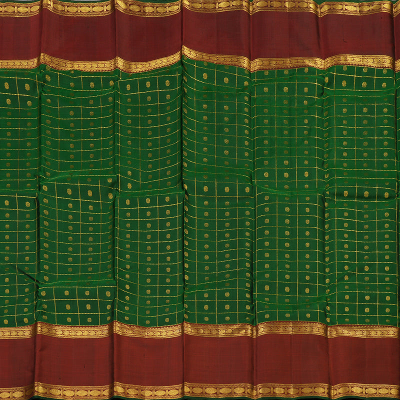 Hayagrivas Handloom Kanjivaram  silk saree in Bottle green with wine maroon Rettapet  KBE356E9-1