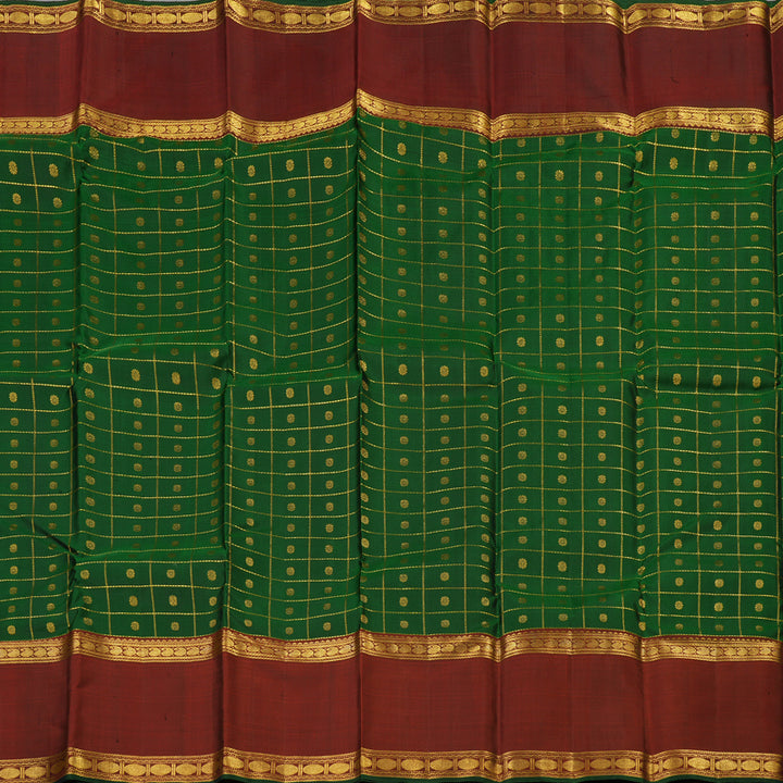 Hayagrivas Handloom Kanjivaram  silk saree in Bottle green with wine maroon Rettapet  KBE356E9-1