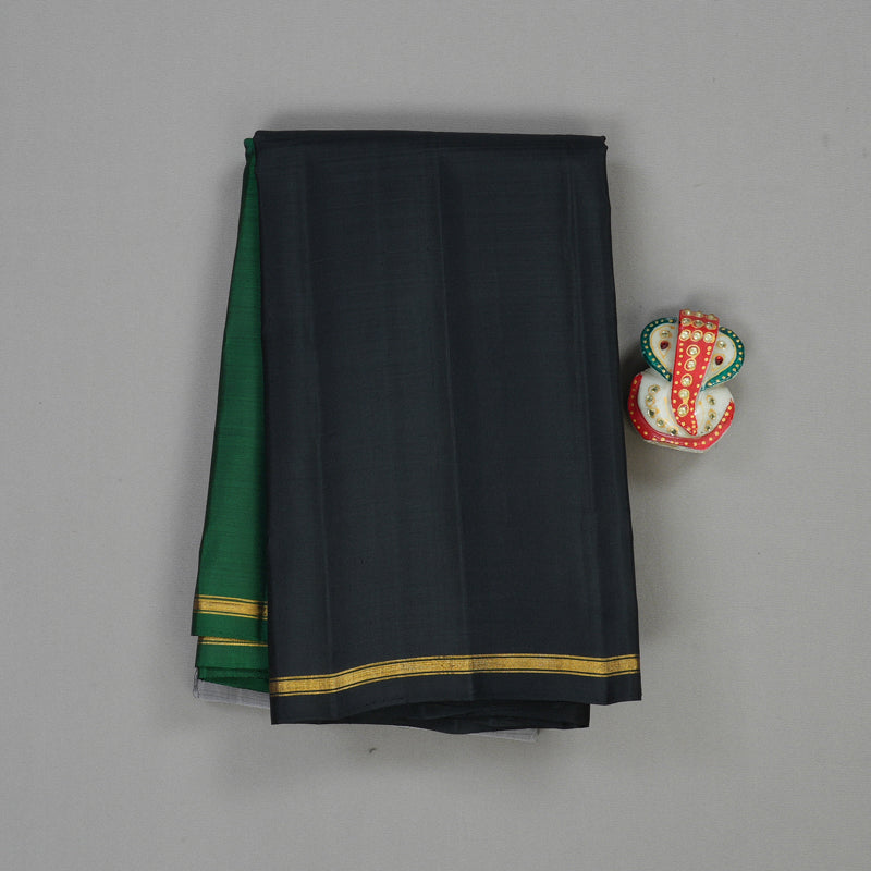 Hayagrivas Muppagam(Black,Grey And Bottle Green) Handloom Kanjivaram Silk Saree KBE358E12-1