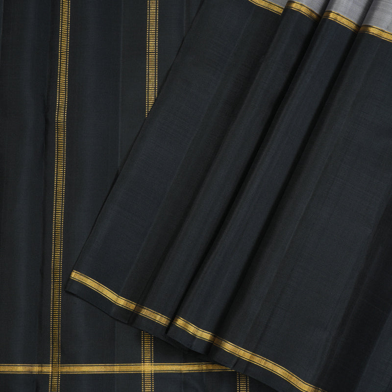 Hayagrivas Muppagam(Black,Grey And Bottle Green) Handloom Kanjivaram Silk Saree KBE358E12-1