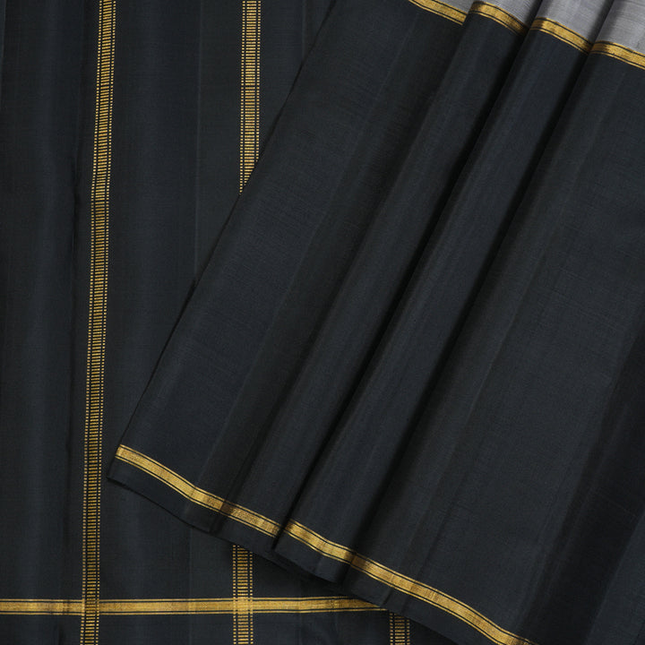 Hayagrivas Muppagam(Black,Grey And Bottle Green) Handloom Kanjivaram Silk Saree KBE358E12-1