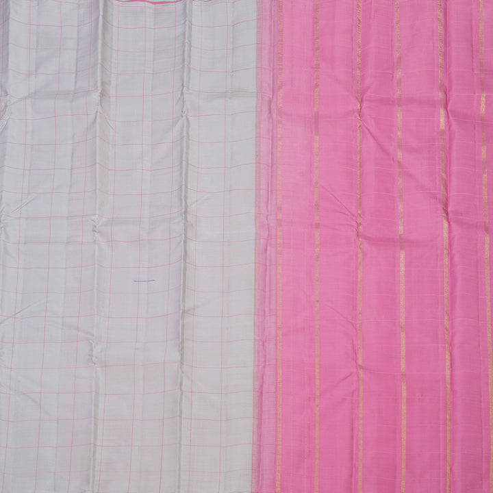 Hayagrivas Handloom kanjivaram silk saree in Silverish grey KBE358E3-1