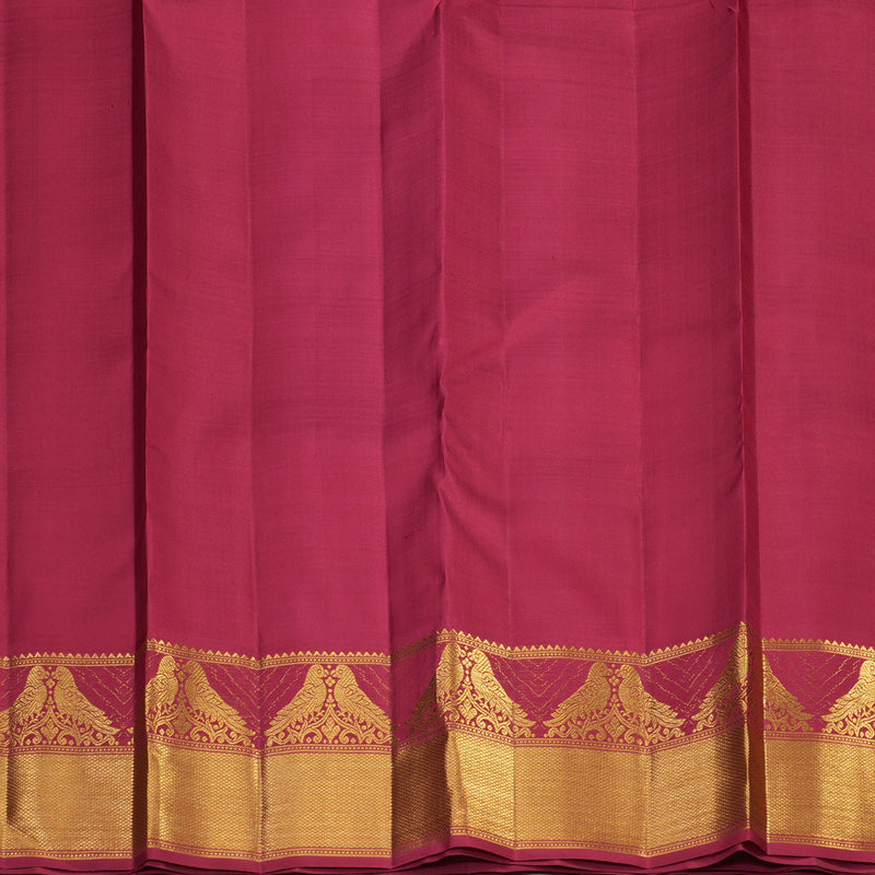 Hayagrivas White Handloom Kanjivaram Silk Saree with Maroon Border KBE358E5-1