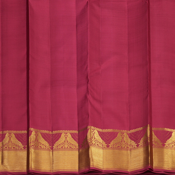 Hayagrivas White Handloom Kanjivaram Silk Saree with Maroon Border KBE358E5-1