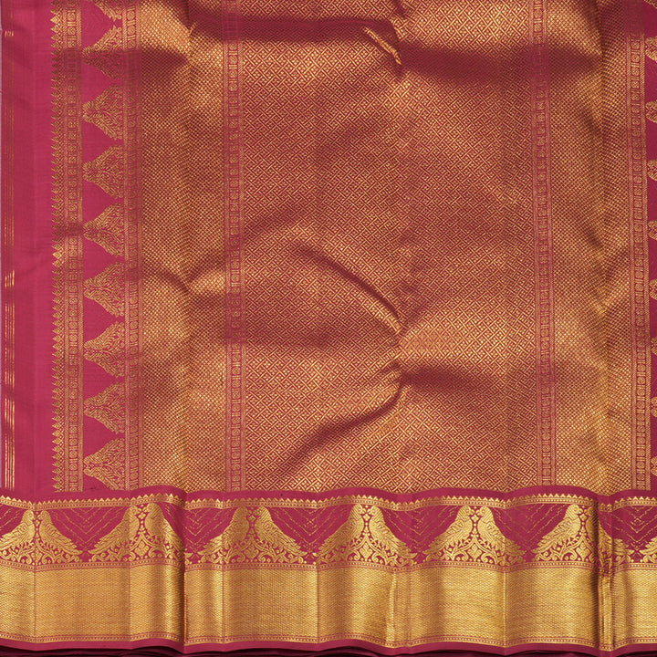 Hayagrivas White Handloom Kanjivaram Silk Saree with Maroon Border KBE358E5-1