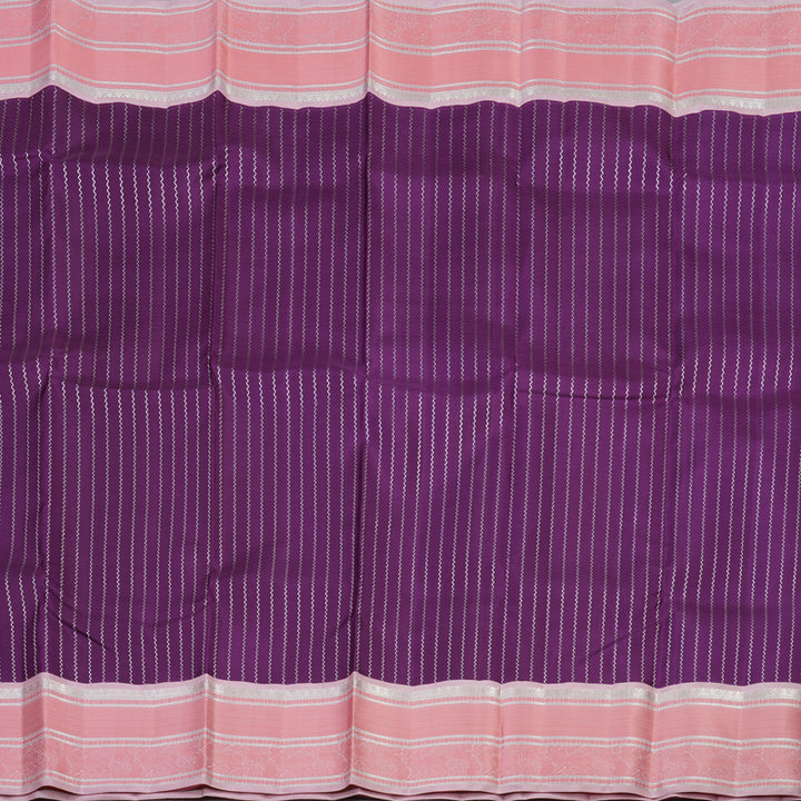 Hayagrivas Handloom Purple Kanjivaram Silk Saree with Baby Pink border KBE358E7-1