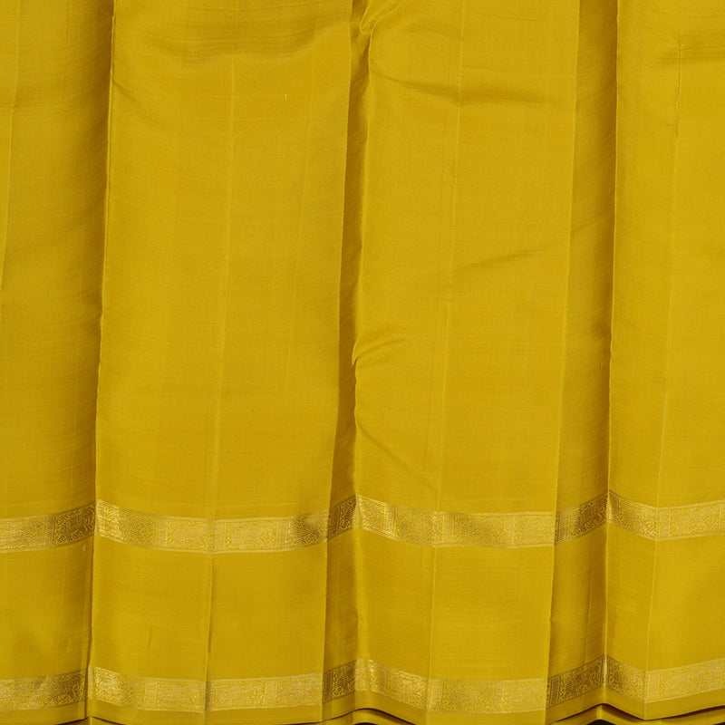 Hayagrivas Handloom Kanjivaram silk saree in Bridal Silverish grey with lemon yellow KBE358E8-1