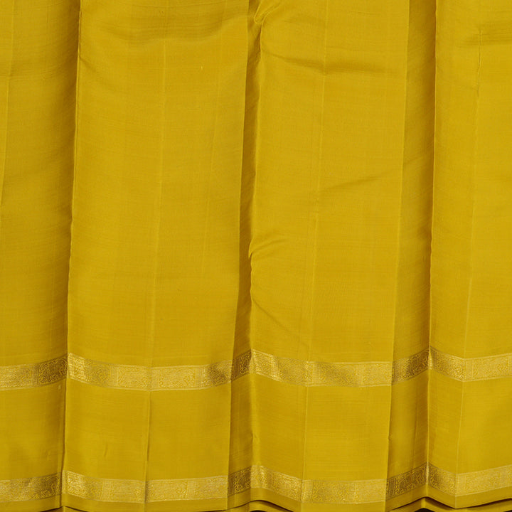 Hayagrivas Handloom Kanjivaram silk saree in Bridal Silverish grey with lemon yellow KBE358E8-1