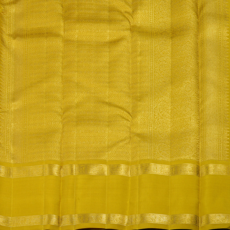 Hayagrivas Handloom Kanjivaram silk saree in Bridal Silverish grey with lemon yellow KBE358E8-1
