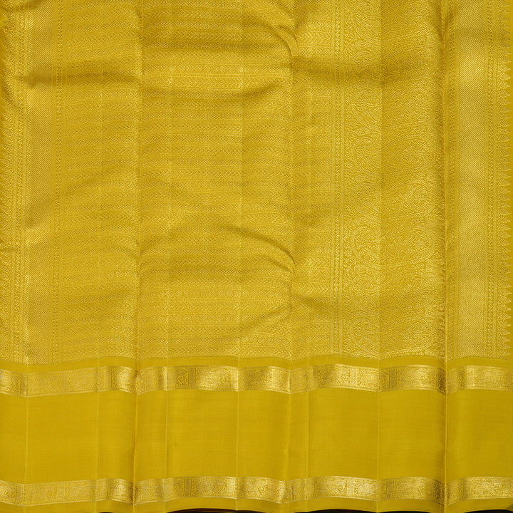 Hayagrivas Handloom Kanjivaram silk saree in Bridal Silverish grey with lemon yellow KBE358E8-1