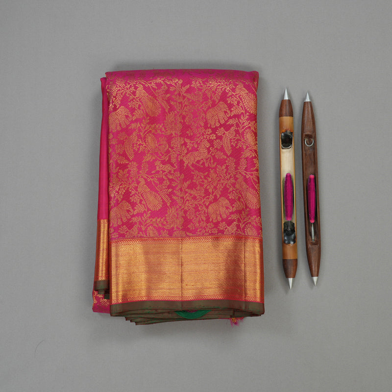 Hayagrivas Handloom Pink Kanjivaram Silk Saree KBE359E7-1