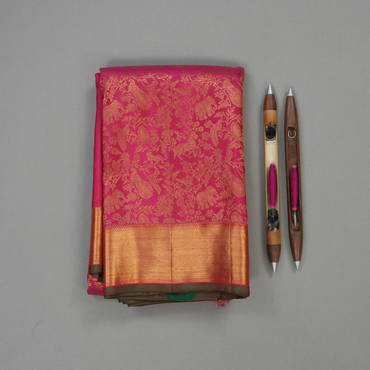 Hayagrivas Handloom Pink Kanjivaram Silk Saree KBE359E7-1