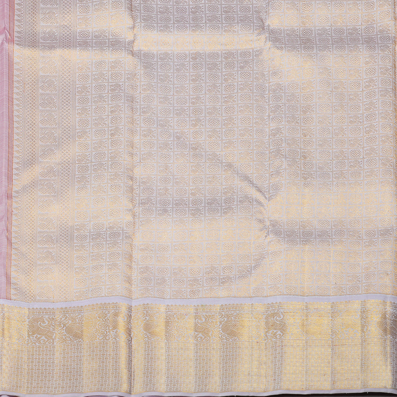 Hayagrivas Red Handloom Kanjivaram Silk Saree with Light Lilac Colour Border KBE361E2-1